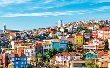 The colourful buildings of the city of Valparaiso in Chile